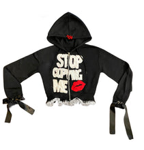 Load image into Gallery viewer, Black C-Cuh-Copy That Crop hoodie