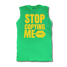 Load image into Gallery viewer, Green Stop Copying Me Sleeveless Tee