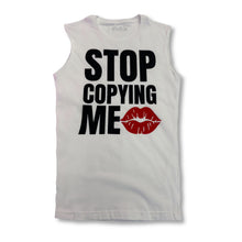 Load image into Gallery viewer, White Stop Copying Me Sleeveless Tee