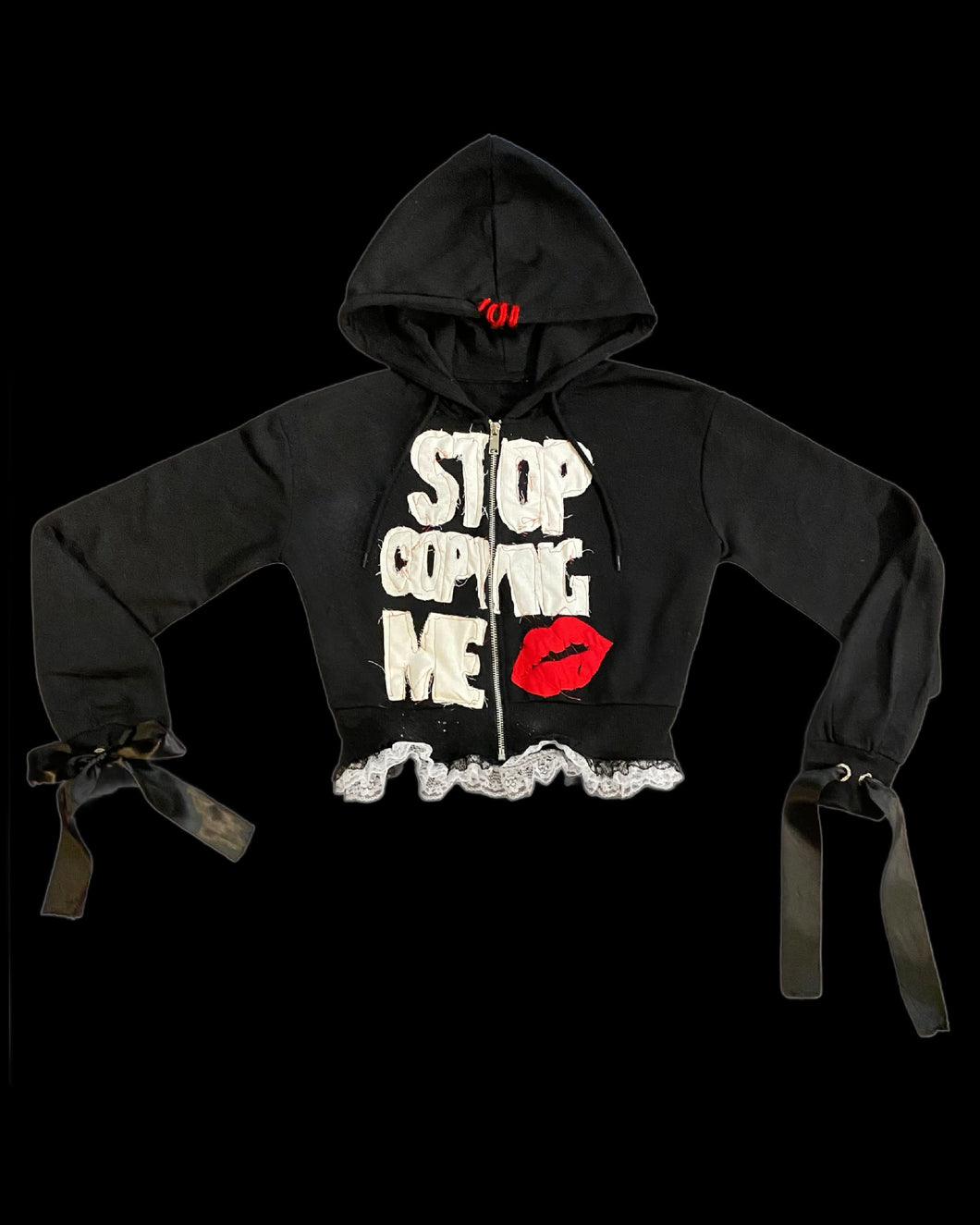 Black C-Cuh-Copy That Crop hoodie